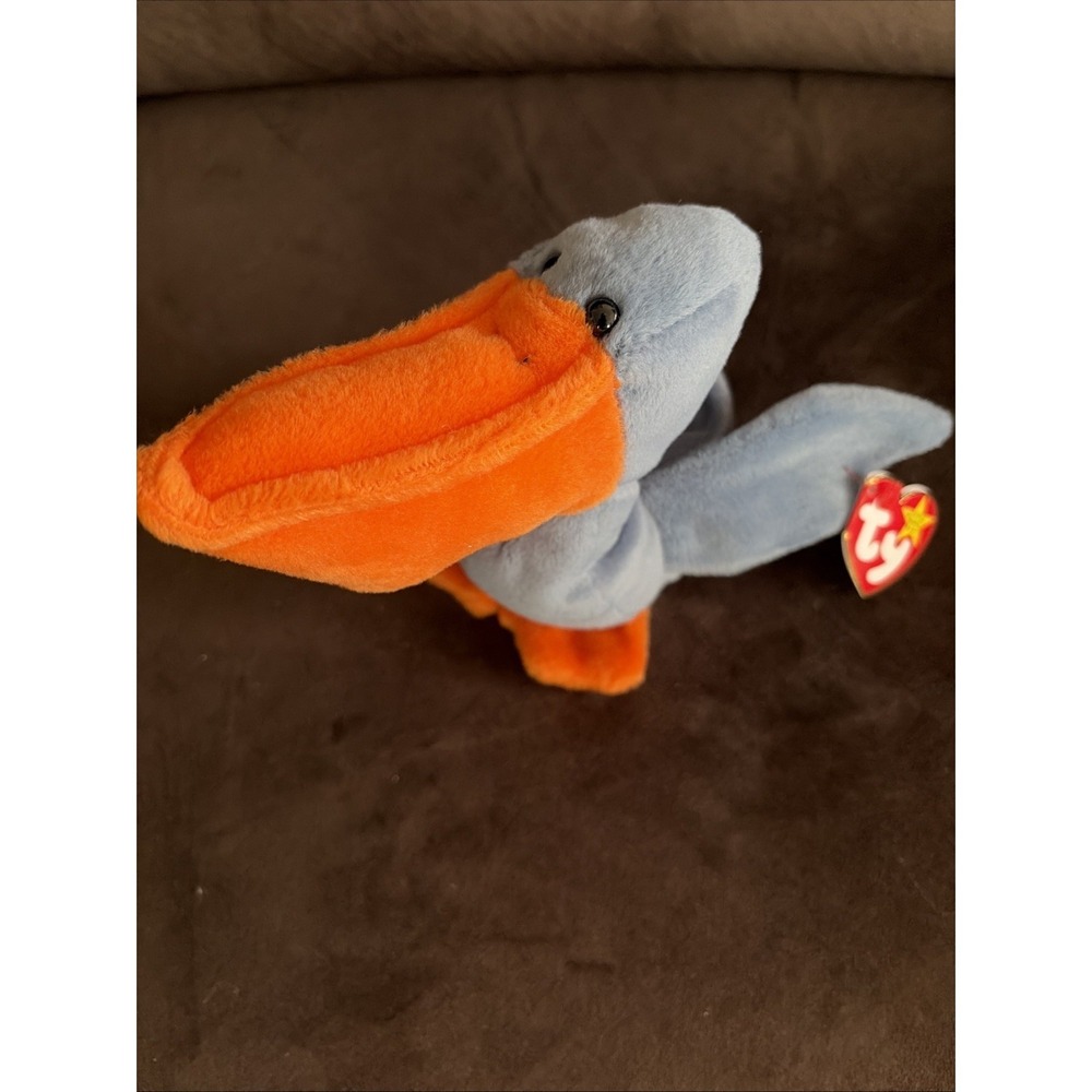 Ty Beanie Baby Scoop Pelican 1996 Blue Orange Plush Beanie Babies Retired